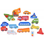 Drevené puzzle farebných Vozidiel Drevené puzzle farebných Vozidiel